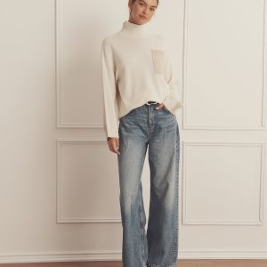 Luxe Cashmere Color Blocked Turtleneck